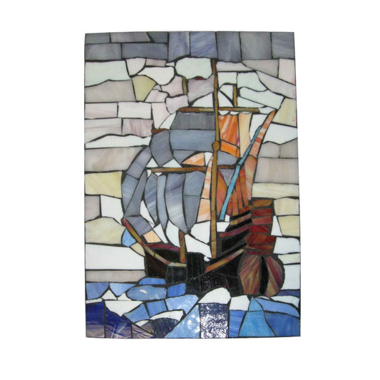 Art Glass Designs 18" arge Sailboat Glass Wall Panel