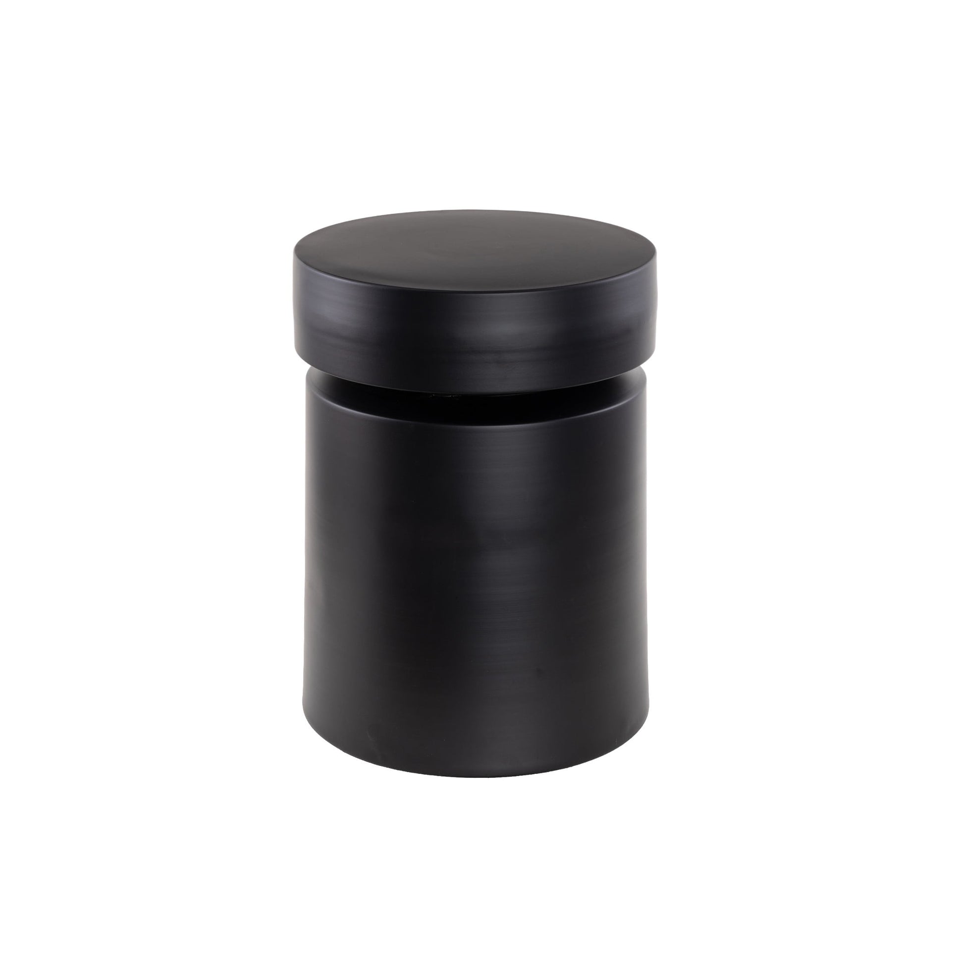 DecMode 14" x 18" Black Metal Drum Accent Table, 1-Piece