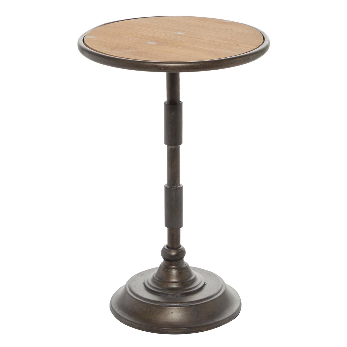 DecMode 14" x 21" Bronze Metal Accent Table with Brown Wood Top, 1-Piece