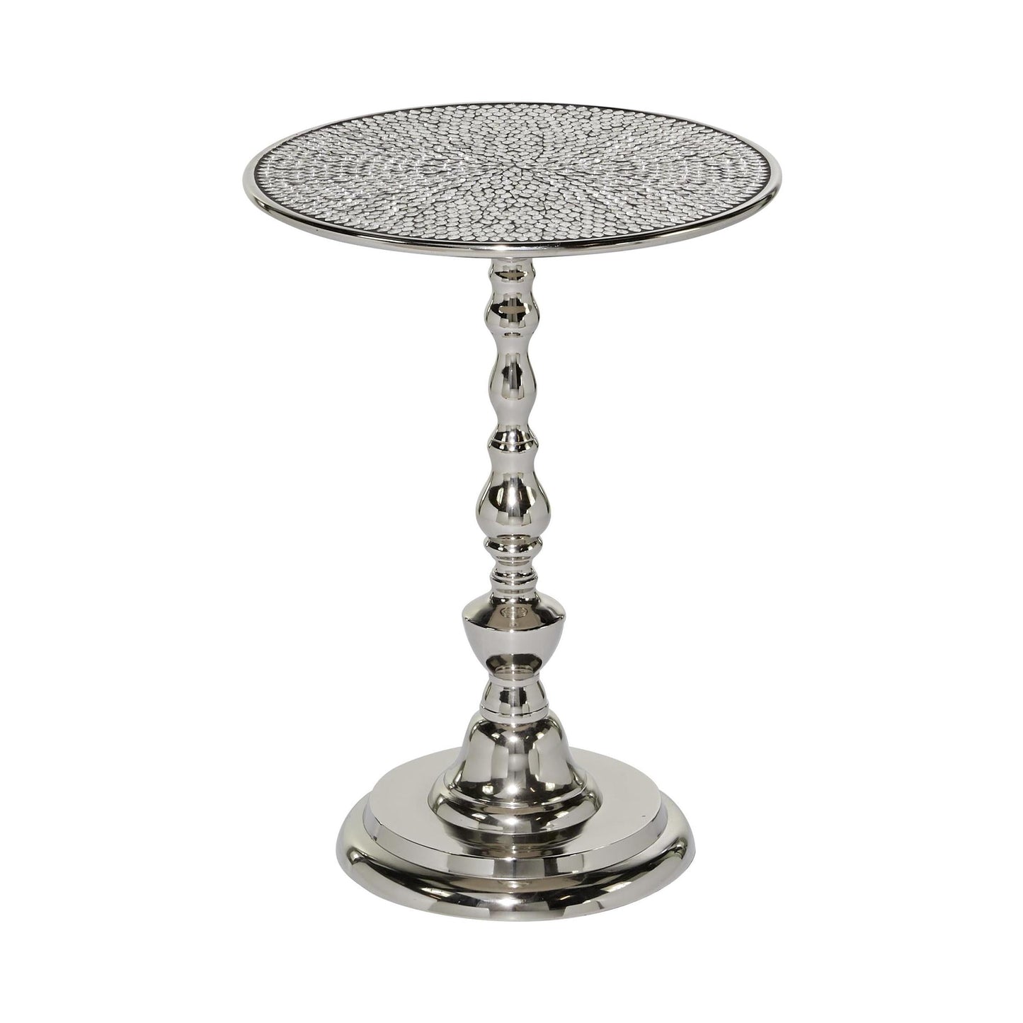 DecMode 16" x 20" Silver Aluminum Metal Accent Table, 1-Piece