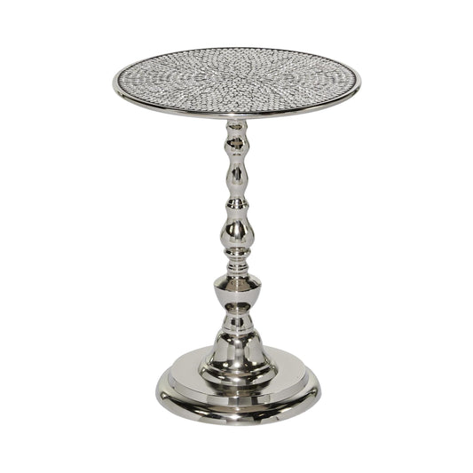 DecMode 16" x 20" Silver Aluminum Metal Accent Table, 1-Piece