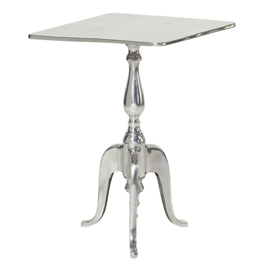 DecMode 16" x 22" Silver Aluminum Accent Table, 1-Piece