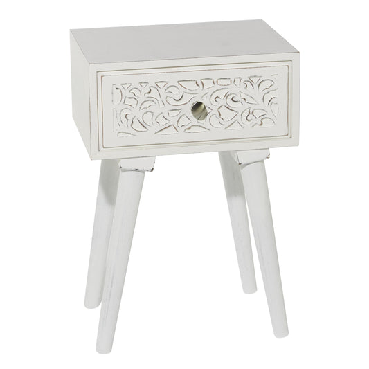 DecMode 36" x 30" Gray Wood Intricately Carved Scroll Console Table with Turned Legs, 1-Piece