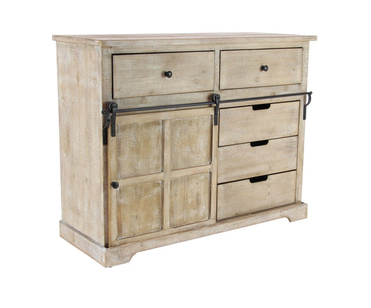 DecMode 41" x 32" Brown Wood 5 Drawers 1 Shelf and 1 Door Cabinet, 1-Piece