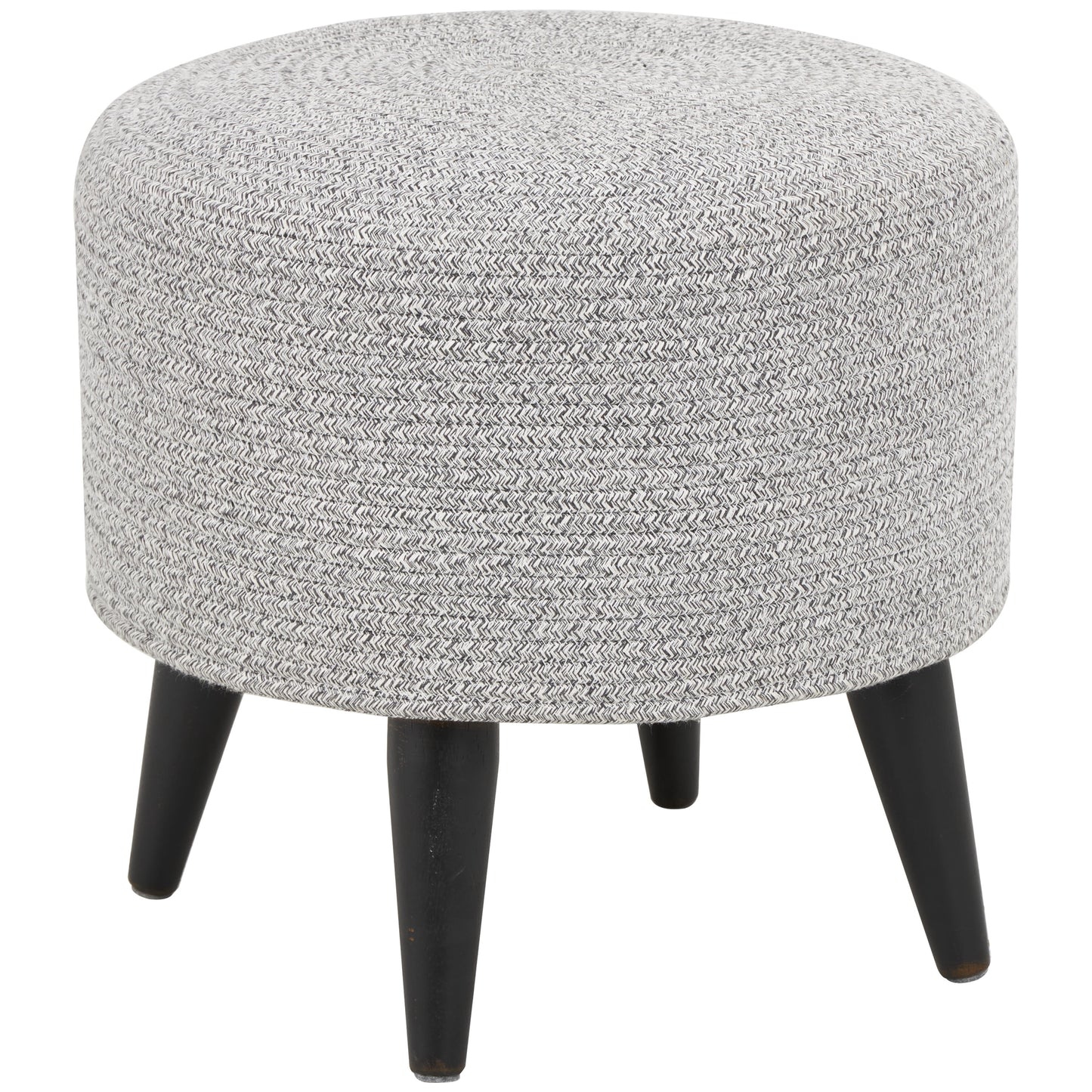 DecMode Polyester Chevron Textured Stool with Black Wooden Legs, Light Gray