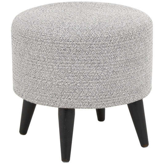 DecMode Polyester Chevron Textured Stool with Black Wooden Legs, Light Gray
