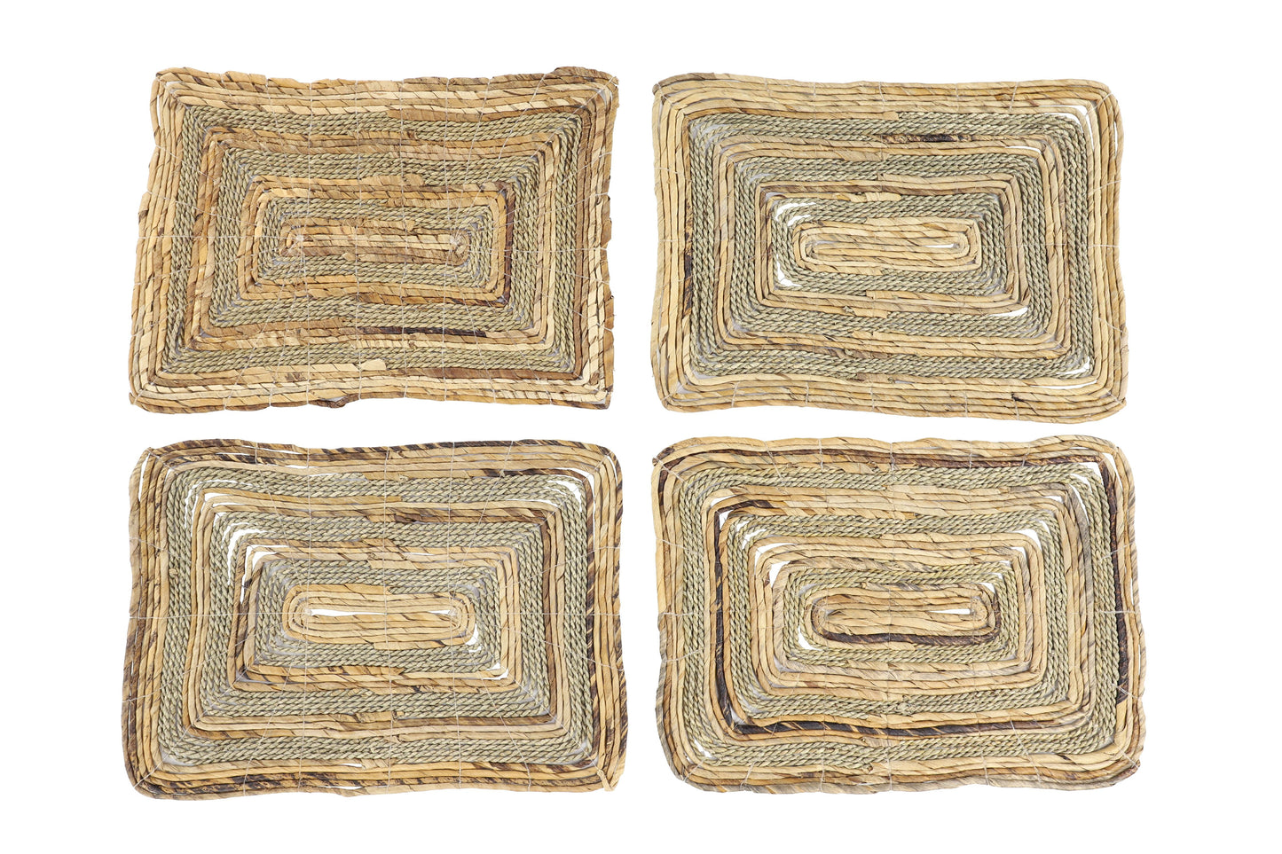 DecMode Rectangular Natural Banana Leaf Wicker & Seagrass Placemats, Set of 4: 20â€ x .5â€ Each