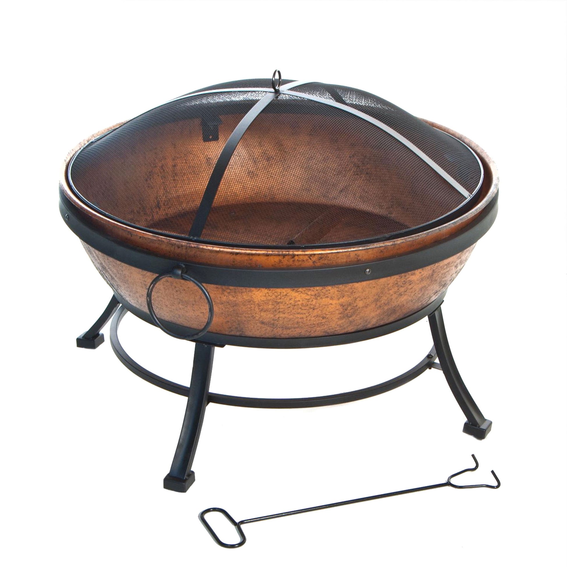 DeckMate 30371 Avondale Outdoor Patio Portable Steel Bowl Fire Pit, Copper