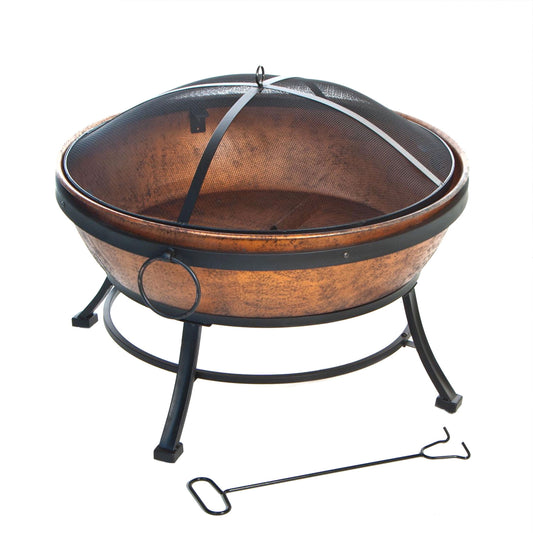 DeckMate 30371 Avondale Outdoor Patio Portable Steel Bowl Fire Pit, Copper