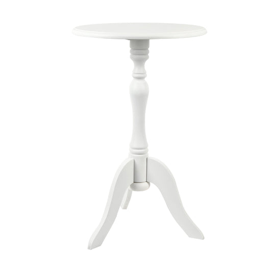 Decor Therapy Simplify Round Pedestal Accent Table in White Wood Finish, 24x15 Inches