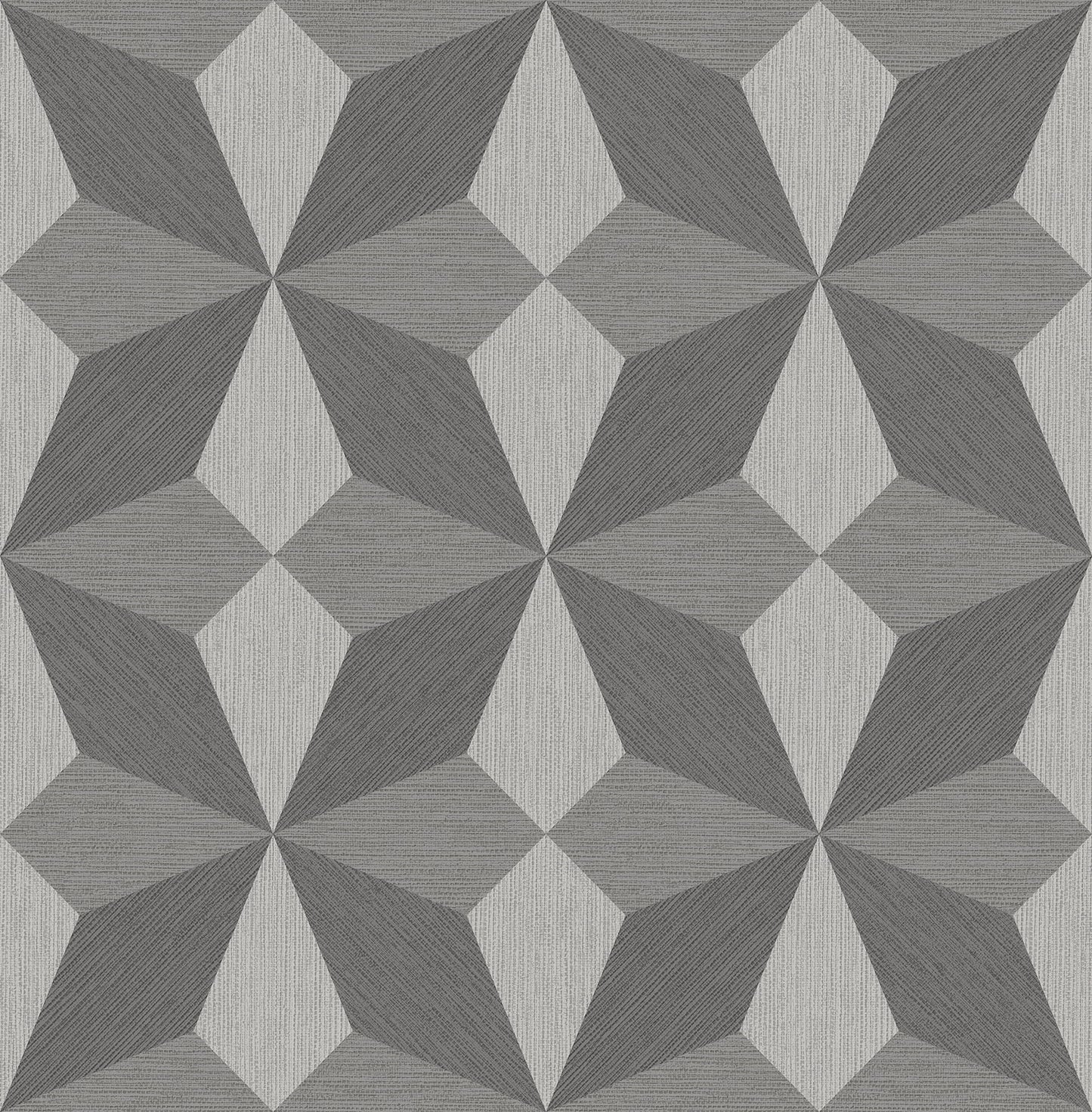 Decorline Valiant Grey Faux Grasscloth Mosaic Wallpaper