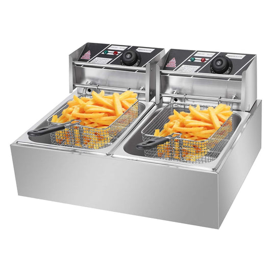 Deep Fryer with Basket 12.7QT/12L, Double Tank Large Capacity 5000W MAX, Electric Fryer for Turkey, French Fries, Donuts