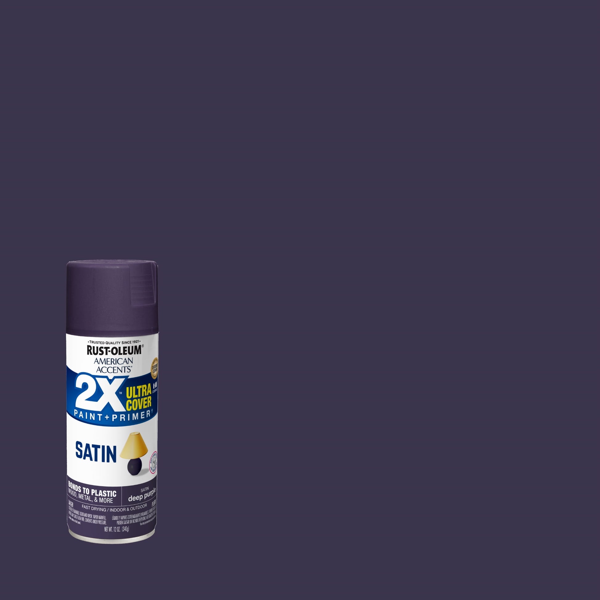6 Pack, Deep Purple, Rust-Oleum American Accents 2X Ultra Cover Satin Spray Paint-393535, 12 oz