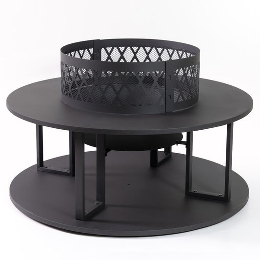 Deko Living 38 Inch Diameter Outdoor Steel Woodburning  Fire Pit with Log Storage