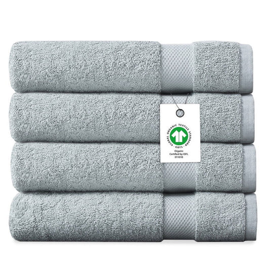 Delara Organic Cotton Bath Sheet 36"x70" Pack of 4, 650 GSM Plush Soft Quick-Dry Ultra-Absorbent Towels, GOTS & OEKO-TEX Certified, Ivory