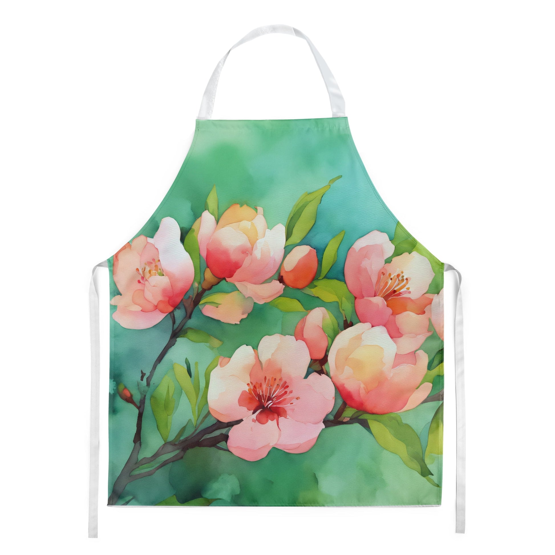 Delaware Peach Blossom in Watercolor Apron 27 in x 30 in