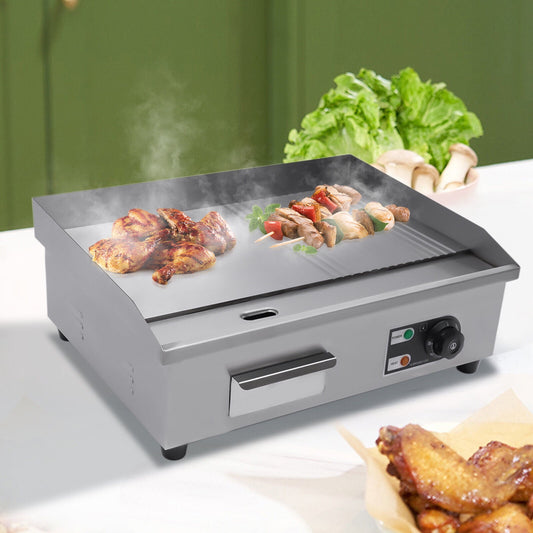 Denest 22'' Commercial Griddle Electric Flat Top Grill, 110V  Electric Flat Top Griddle, Non-Stick,Stainless Steel Restaurant Teppanyaki Griddle