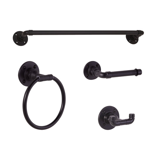 Design House 188581 Kimball 4-Piece Bathroom Hardware Accessory Kit Satin Black
