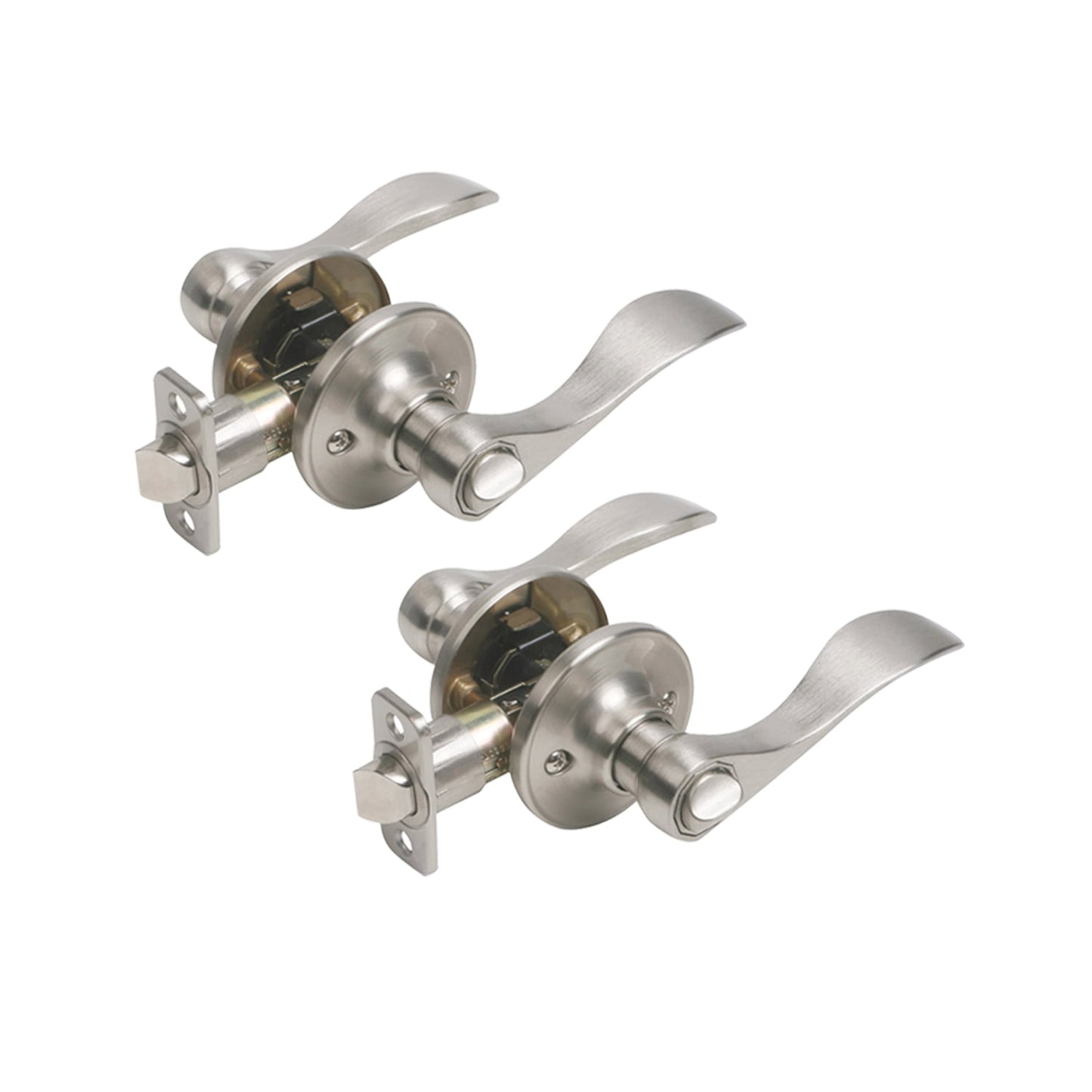 Design House Springdale 2-Pack Universal Interior Bed/Bath Privacy Door Handle, Satin Nickel
