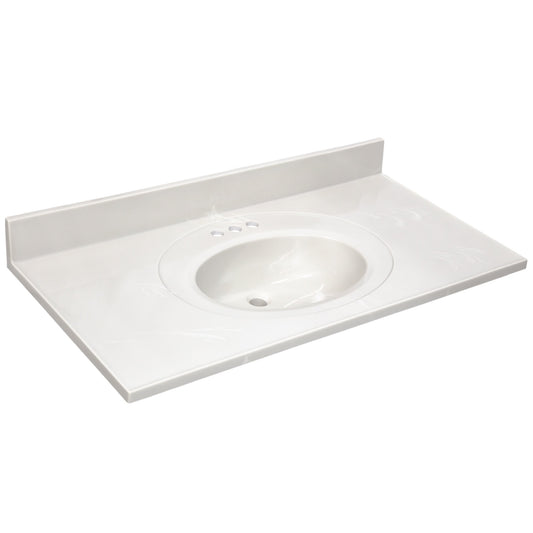 43 Inch Cultured Marble Vanity Top with Backsplash, Improved Package, Ivory â€“ Design House, 586164