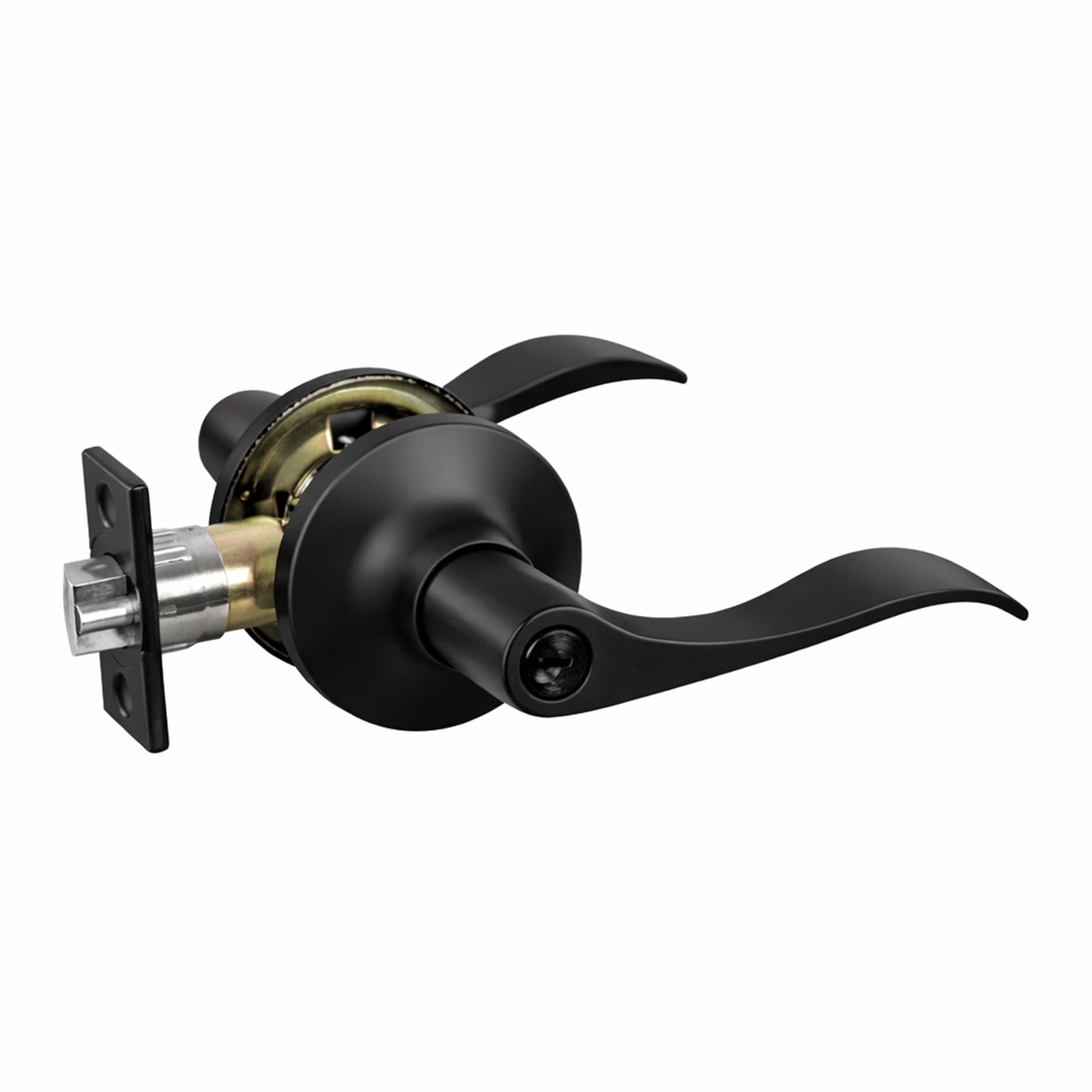 Matte Black Entry Door Lever, Residential Front and Back Door Use