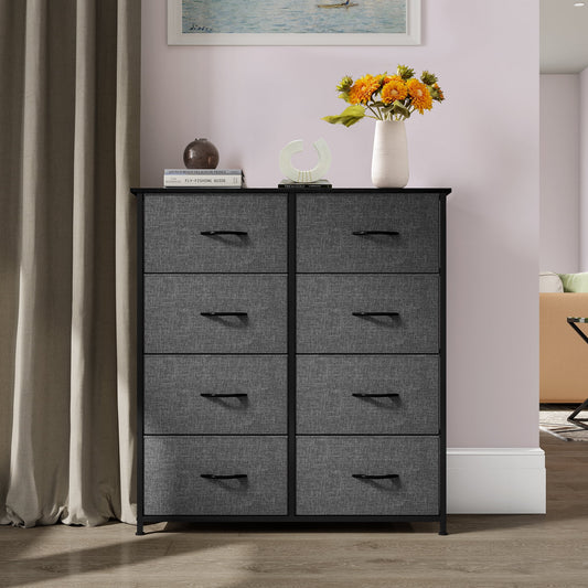 Dextrus 8 Drawers Bins Organizer Tower Dresser, Black Gray