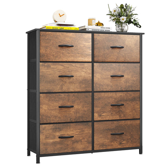 DEXTRUS 8 Drawers Fabric Storage Dressers for Adult for Bedroom Living Room Bedroom Rustic Brown