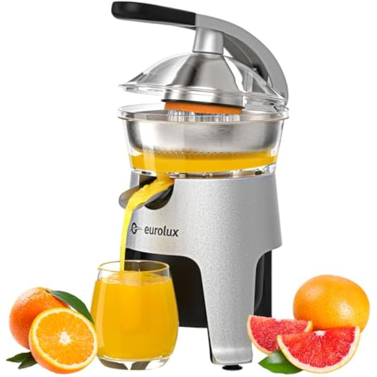 Die Cast Stainless Steel Electric Citrus Juicer Squeezer, for Orange, Lemon, Grapefruit | 300 Watts of Power, With 2 Stainless Steel Filter Sizes for Pulp Control