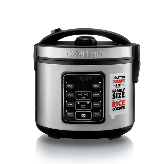 Digital 20-Cup Rice Cooker & Steamer, 5-Qt One-Touch 8-in-1 Cooker w/Delay Timer & Warm