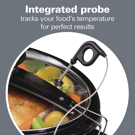 Digital Programmable Slow Cooker with Temperature Probe, 6 Quart Capacity, Dishwasher Safe