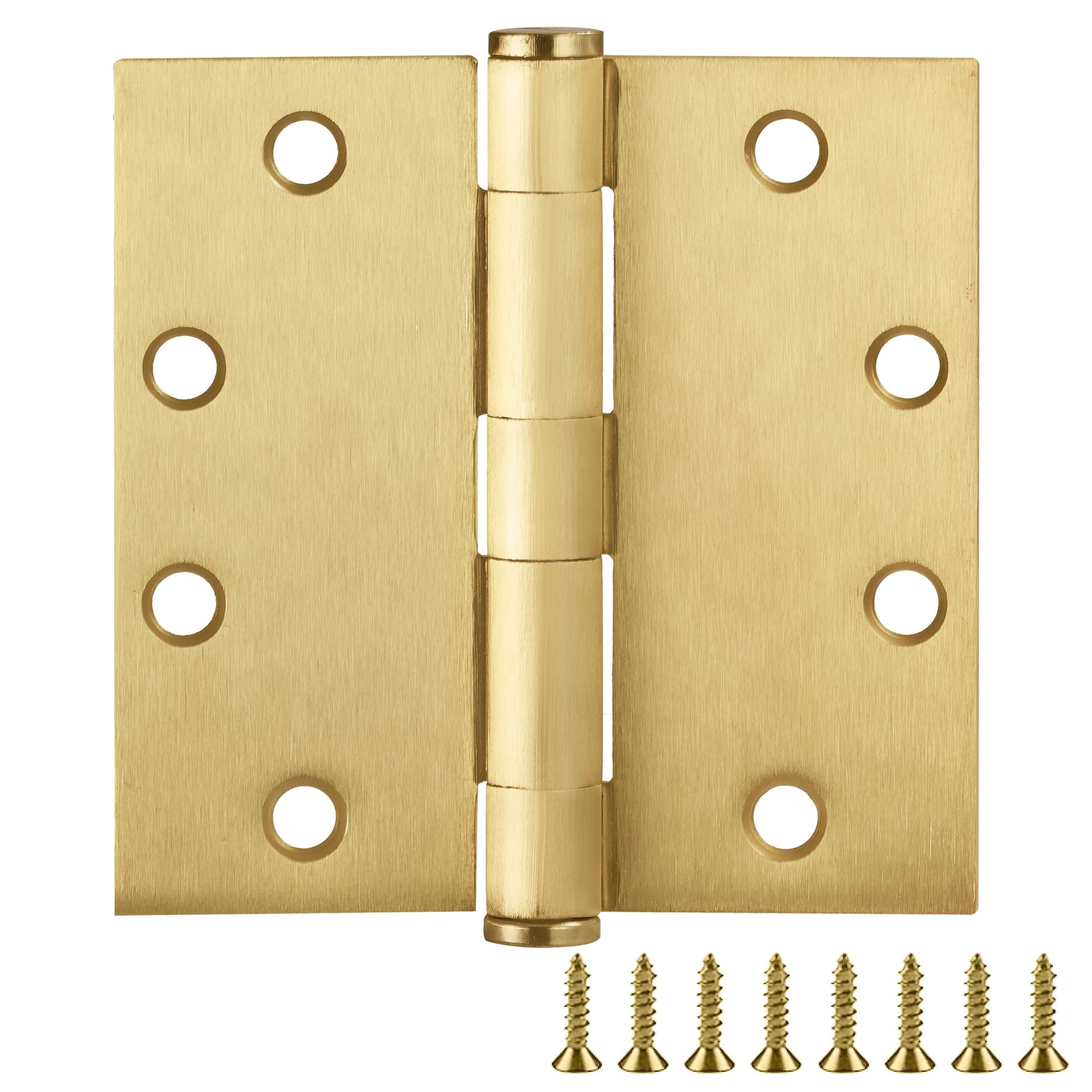 Design House Paquete de 12 Bisagras Cuadradas de Mariposa para Puerta Interior/Exterior de 4.5" H X.625" Radio, LatÃ³n Satinado