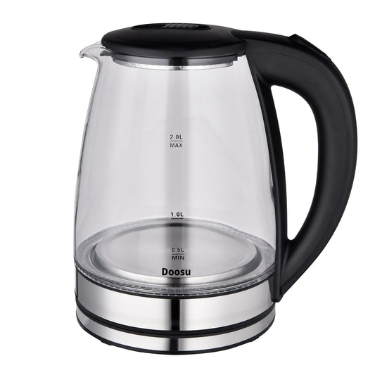Doosu Glass Electric Kettle - 2.0L Capacity, Fast Heating, Auto Shut-Off, Easy to Clean