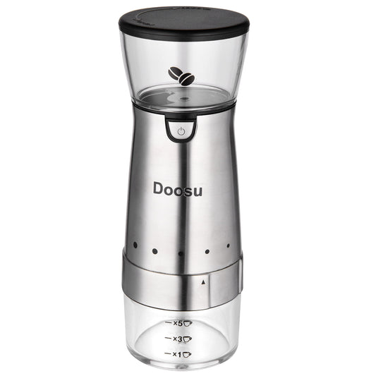 Doosu Stainless Steel Electric Coffee Grinder - Adjustable Settings, Easy to Clean, Compact Design