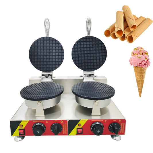 Double Head Ice Cream Cone Maker Machine Electric Non-Stick Waffle Cone Maker Machine