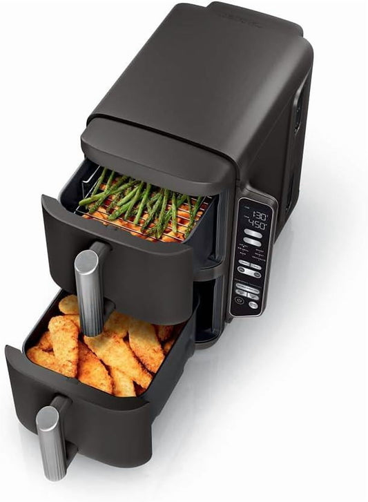 DoubleStack XL Smart 2-Basket Air Fryer, Smart Cook System, DoubleStack Technology Cook 4 Foods at Once, Space Saving Design, 10 QT, 6-in-1, Smart Finish & Match Cook, Air Fry, Broil, Bake SL451