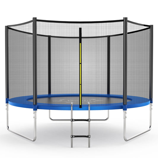 FUNTOK 10FT Trampoline Jump Recreational Backyard Trampolines Weight Capacity 330LBS with Safe Enclosure Net for 3-4 Kids Adults Indoor Outdoor