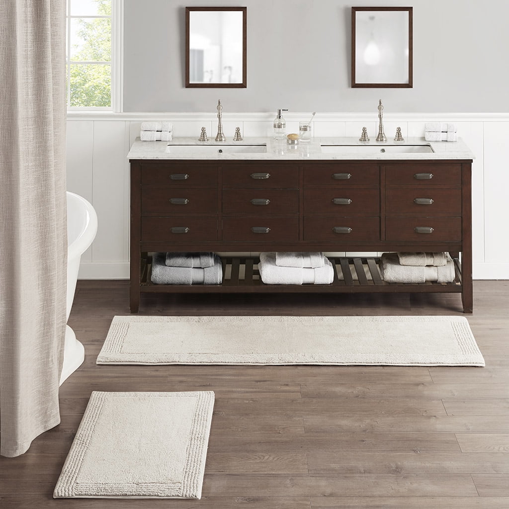 MAYEERTY 100% Cotton Tufted Reversible Bath Rug Natural 21" x 34"