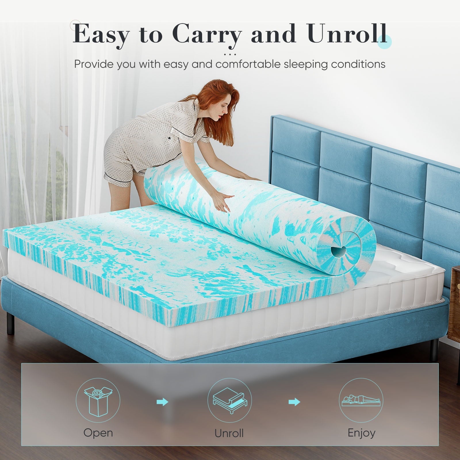 MAYEERTY 2" Memory Foam Mattress Non-Slip Bottom Versatile Camping Mattress Guest Bed