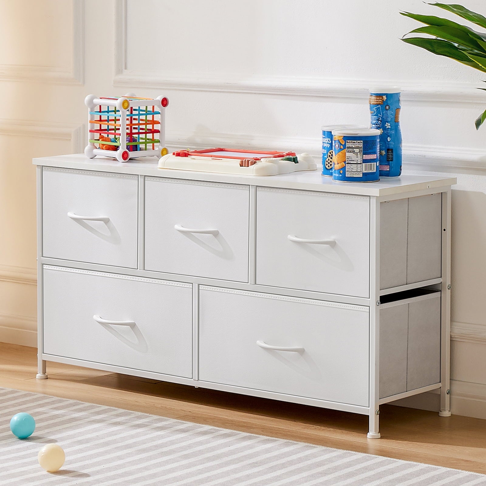 MAYEERTY Fabric Dresser with 9 Drawers for Storage and Organization, 39.4 Inch Tall Chest of Dresser, Gray
