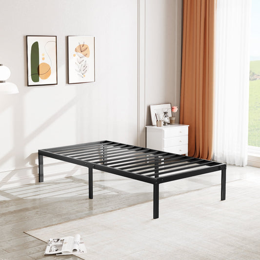MAYEERTY Queen Size Metal Bed Frame - Sturdy Steel Slat Support, Black