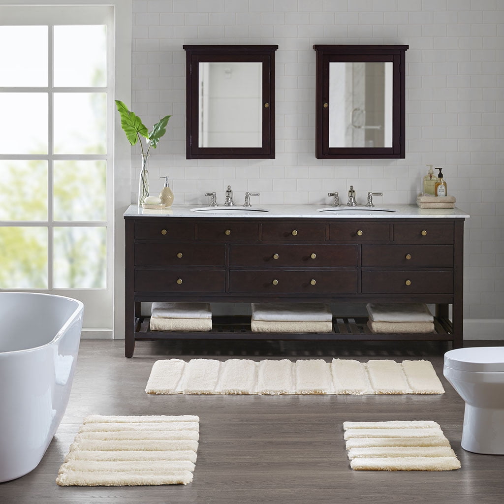MAYEERTY Shag Bath Rug, Non Slip Bath Mat for Bathroom, 17"x24", Wheat, Machine Wash