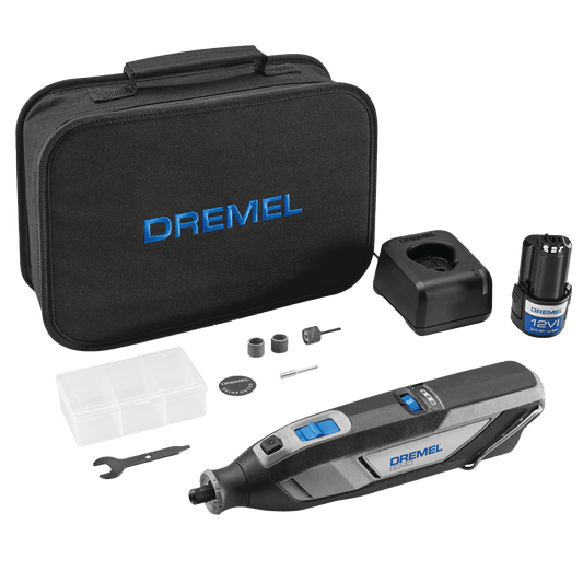 Dremel 8240/5 12V-Cordless Variable Speed Rotary Tool, 2Ah Li-Ion Battery with 5 Accessories, & Dremel Soft Case