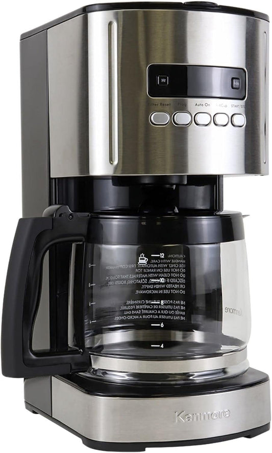 Drip Coffee Maker - Programmable Cafe Machine With Glass Pot, Regular & Bold Brew, Auto Shut Off Large Water Reservoir, Reusable Filter, Kitchen Appliances For Cafeteria Barista, 12 Cup Black