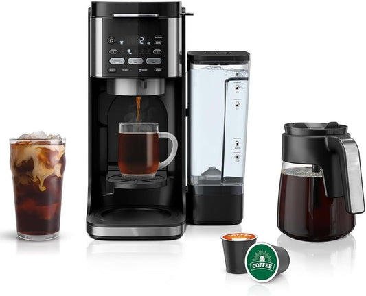 DualBrew Hot & Iced Coffee Maker, Single-Serve, Compatible with K-Cups & 12-Cup Drip Coffee Maker, Black