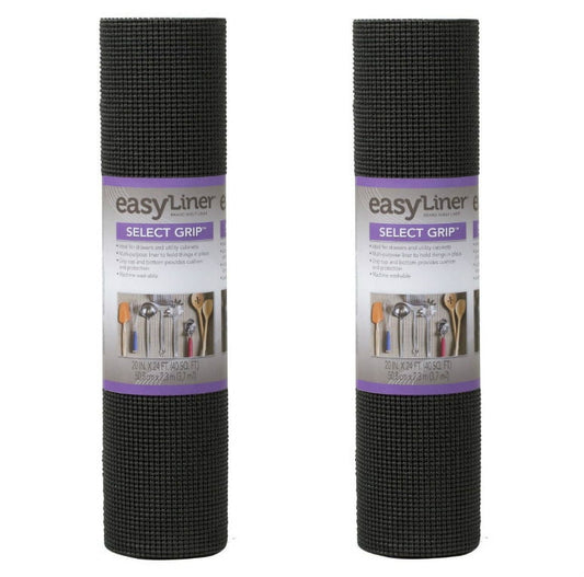 Duck Brand 281876 Select Grip Easy Non-Adhesive Shelf Liner 20-Inch x 24-Foot, Black, 2 Pack