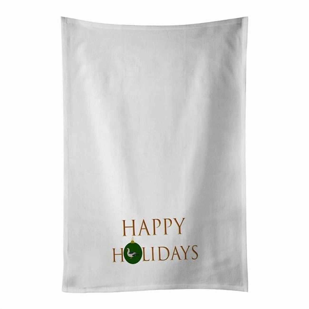 Ducks - Muscovy Duck Happy Holidays White Kitchen Towel Set of 2 Dish Towels