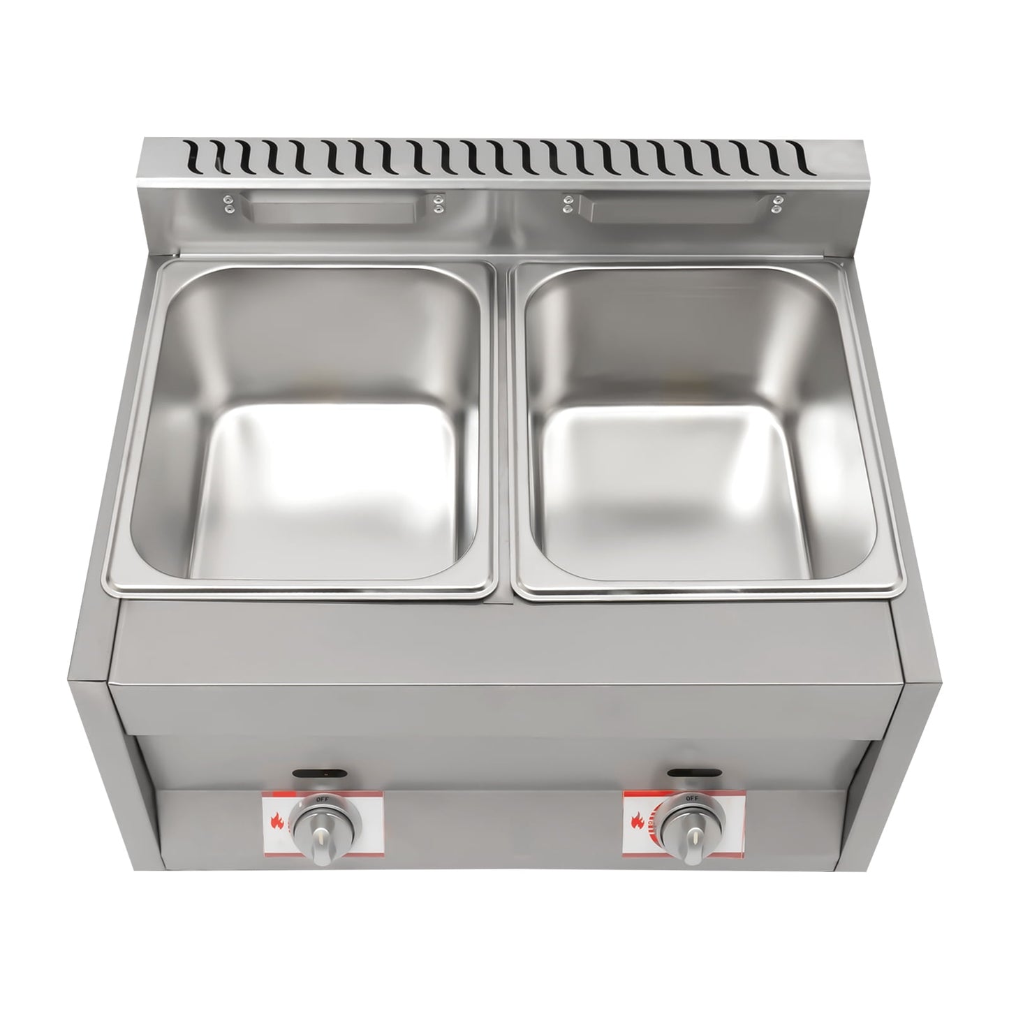 Dwellnix 2-Well Gas Food Heater Pot with 6L Capacity Each, Adjustable Temperature 50-380°C, Stainless Steel for Catering, Buffets, and Food Service