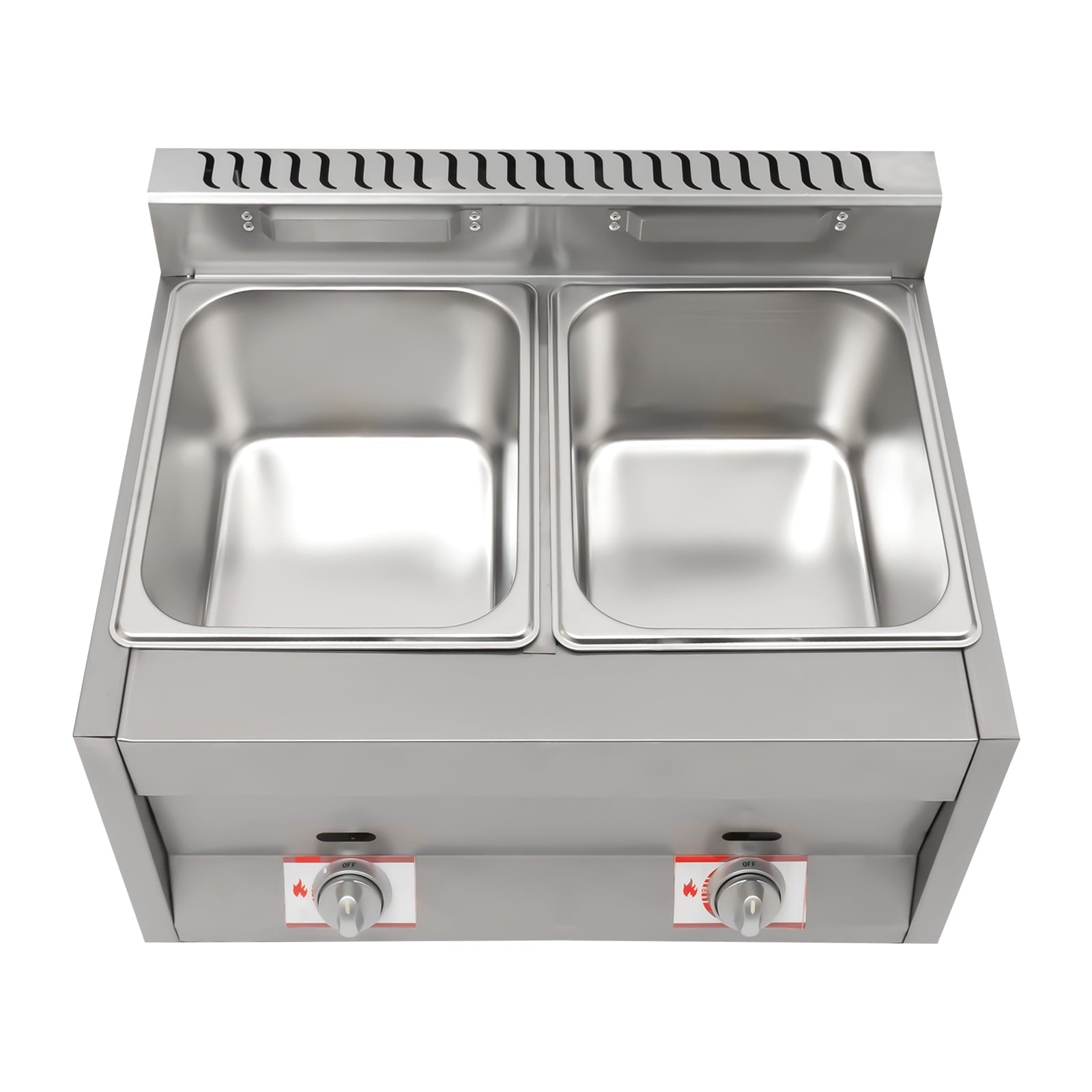 Dwellnix 2-Well Gas Food Heater Pot with 6L Capacity Each, Adjustable Temperature 50-380°C, Stainless Steel for Catering, Buffets, and Food Service