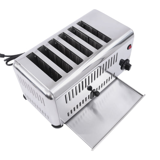 Dwellnix 6-Slice Toaster, Silver Stainless Steel Toaster, 1680W Heating with Multiple Timing Options, 2 Modes Toaster for Home and Restaurants