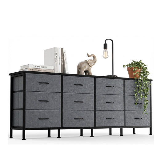 edx 5 Drawers TV Stand Dresser for 45" TV, Media Console with Charging Station & 2 Shelves, Storage Organizer for Bedroom Living Room, Rustic Brown
